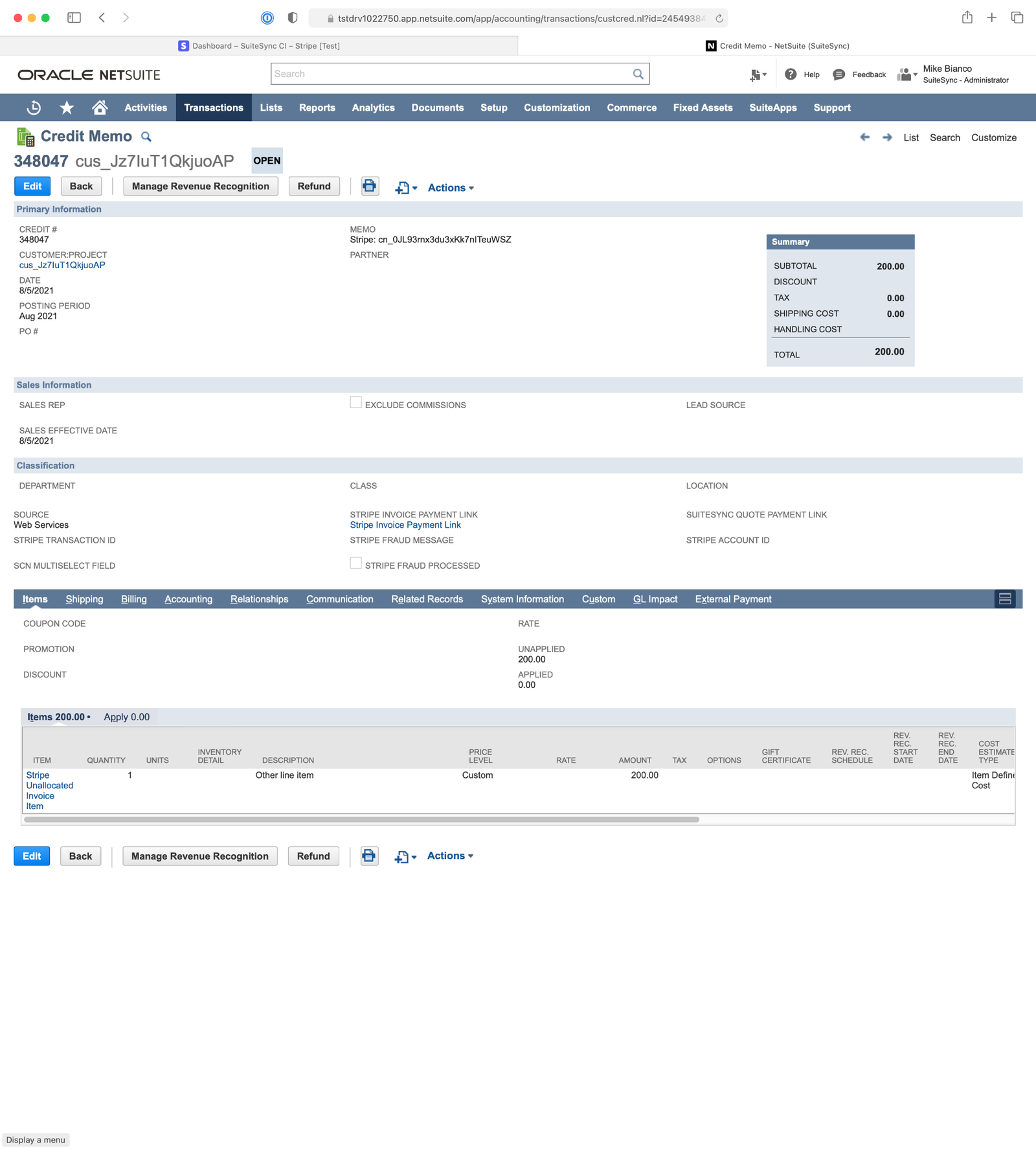 qbo credit memo